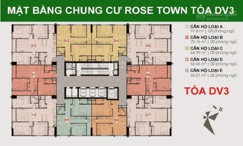 Bán căn góc 3pn, 93m2, trục 05 tòa dv3 rosetown, 79 ngọc hồi, giá chỉ hơn 6 tỷ.