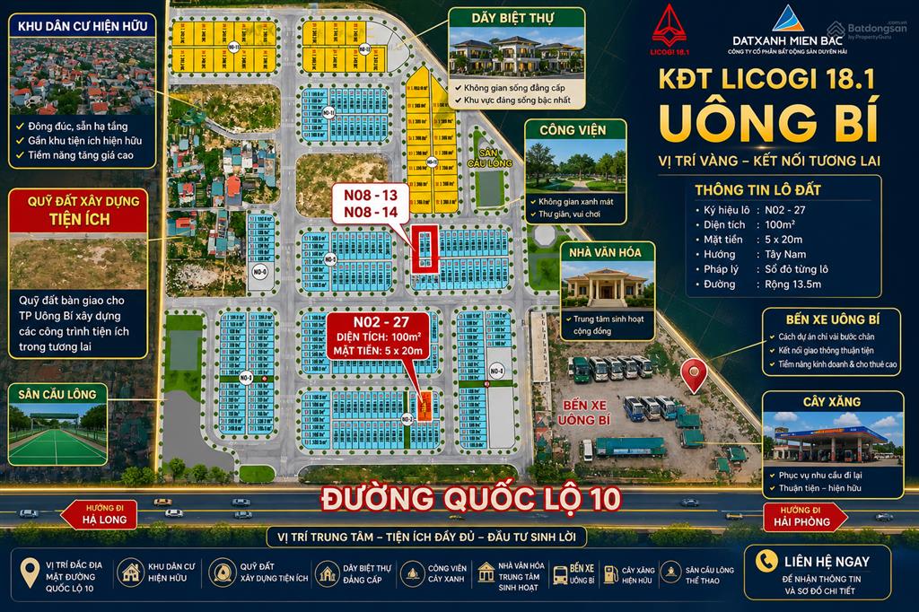 Bán lô đẹp tại khu quy hoạch dân cư mới tại uông bí gần bến xe đường quốc lộ 10