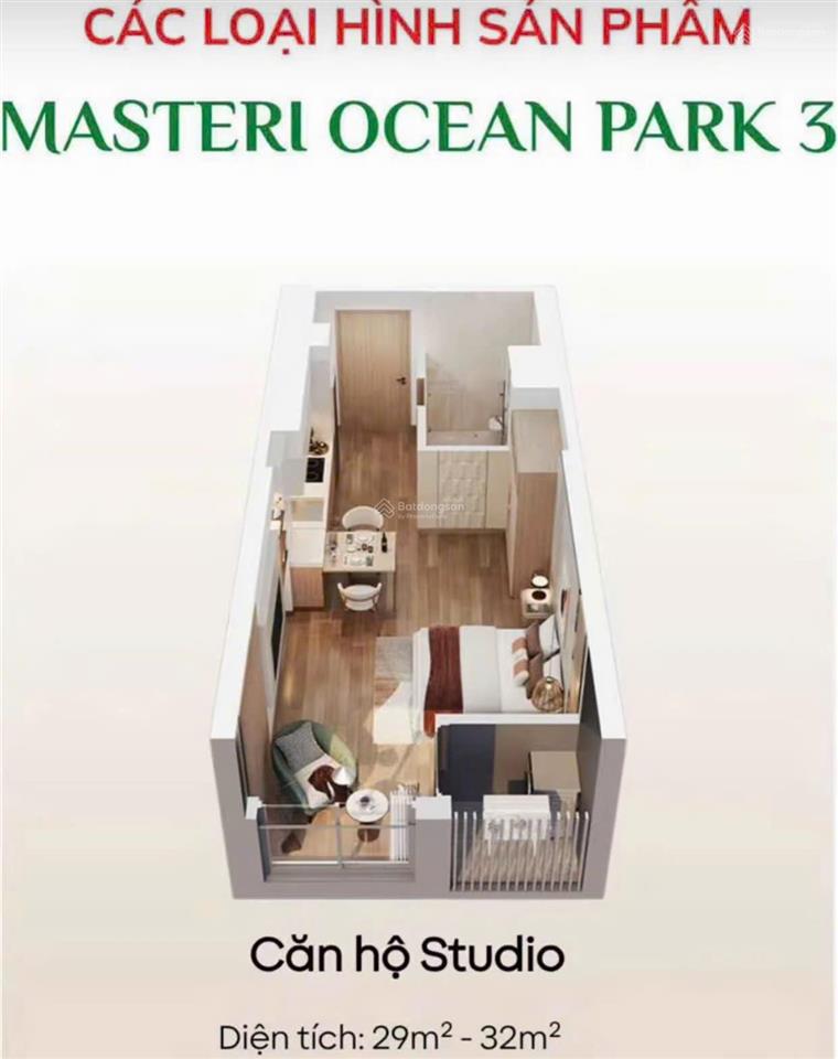 Bán studio 29,1m2 vinhomes ocean park 3, 2,531 tỷ. hỗ trợ vay nh hỗ trợ ân hạn gốc, lãi suất 30th