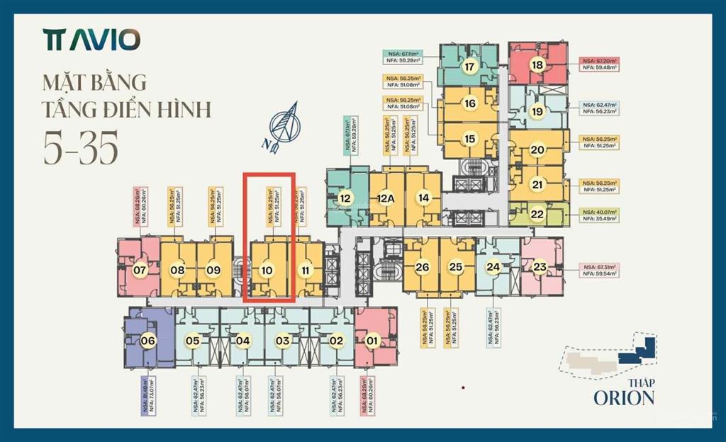 Cần bán gấp căn giá tốt hơn cđt 2pn 1wc 56,25m2 view công viên nội khu tháp orion vip