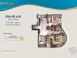 Bán căn 3pn serena riverside số lượng giới hạn thiết kế 3 ban công bo góc cực đẹp ngắm sông sg