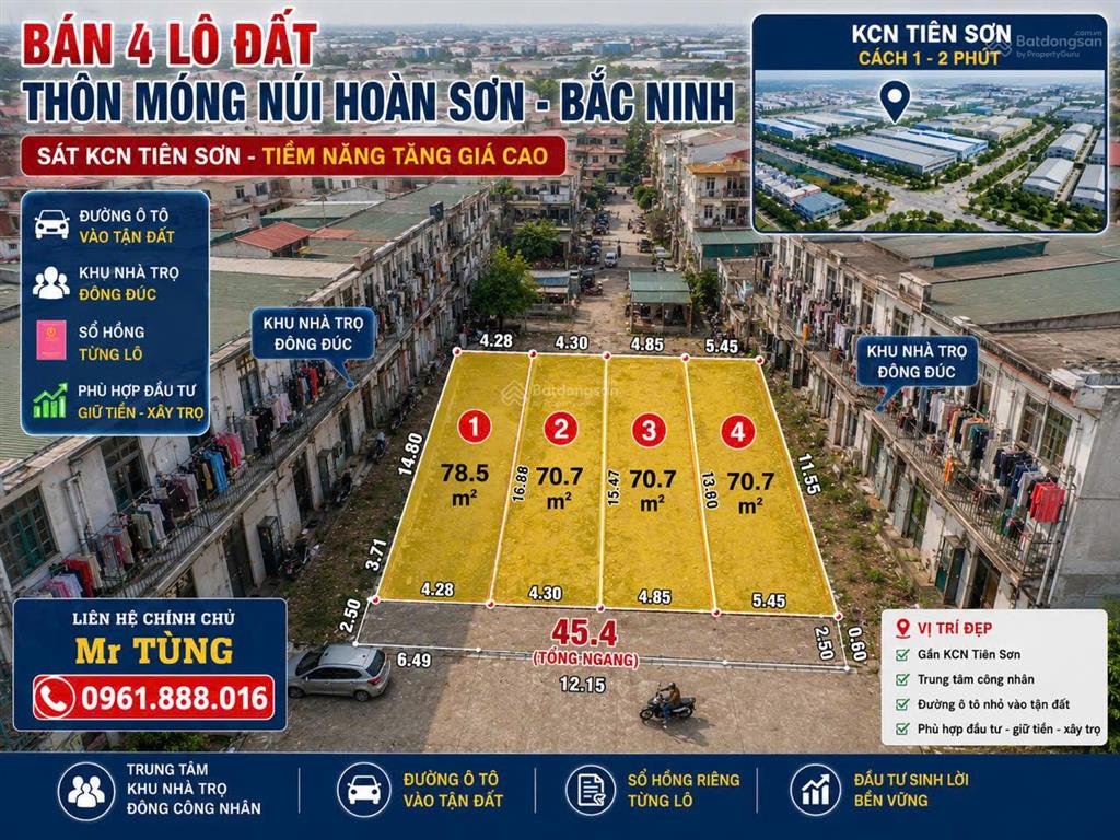Lô f0 ngõ oto, hàng hiếm giá đầu tư tại móng núi  hoàn sơn  tiên du  bn