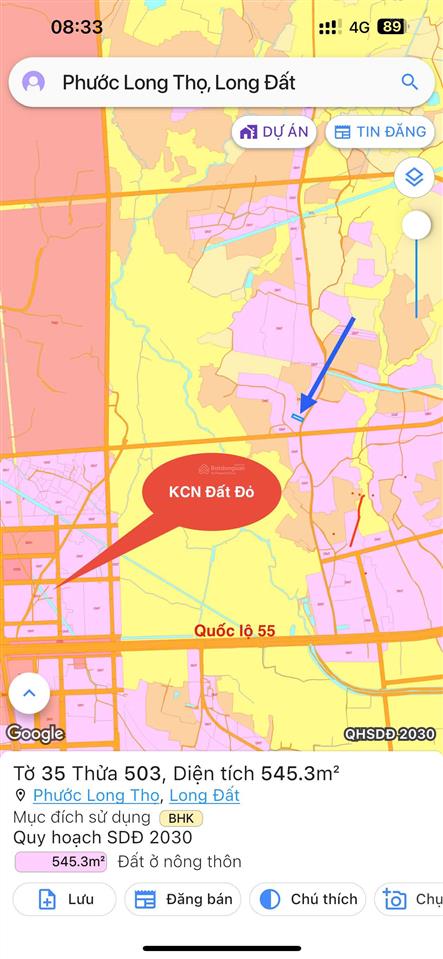Bán đất 12x45m sẵn 100m2 thổ cư chỉ 2.4 tỷ cạnh kcn đất đỏ, cách biển hồ tràm 15 phút