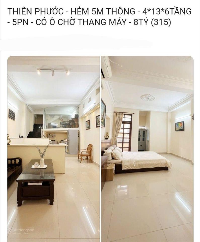 Thiên phước  hẻm 5m thông  4*13*6 tầng  5pn  có ô chờ thang máy  8 tỷ (315)