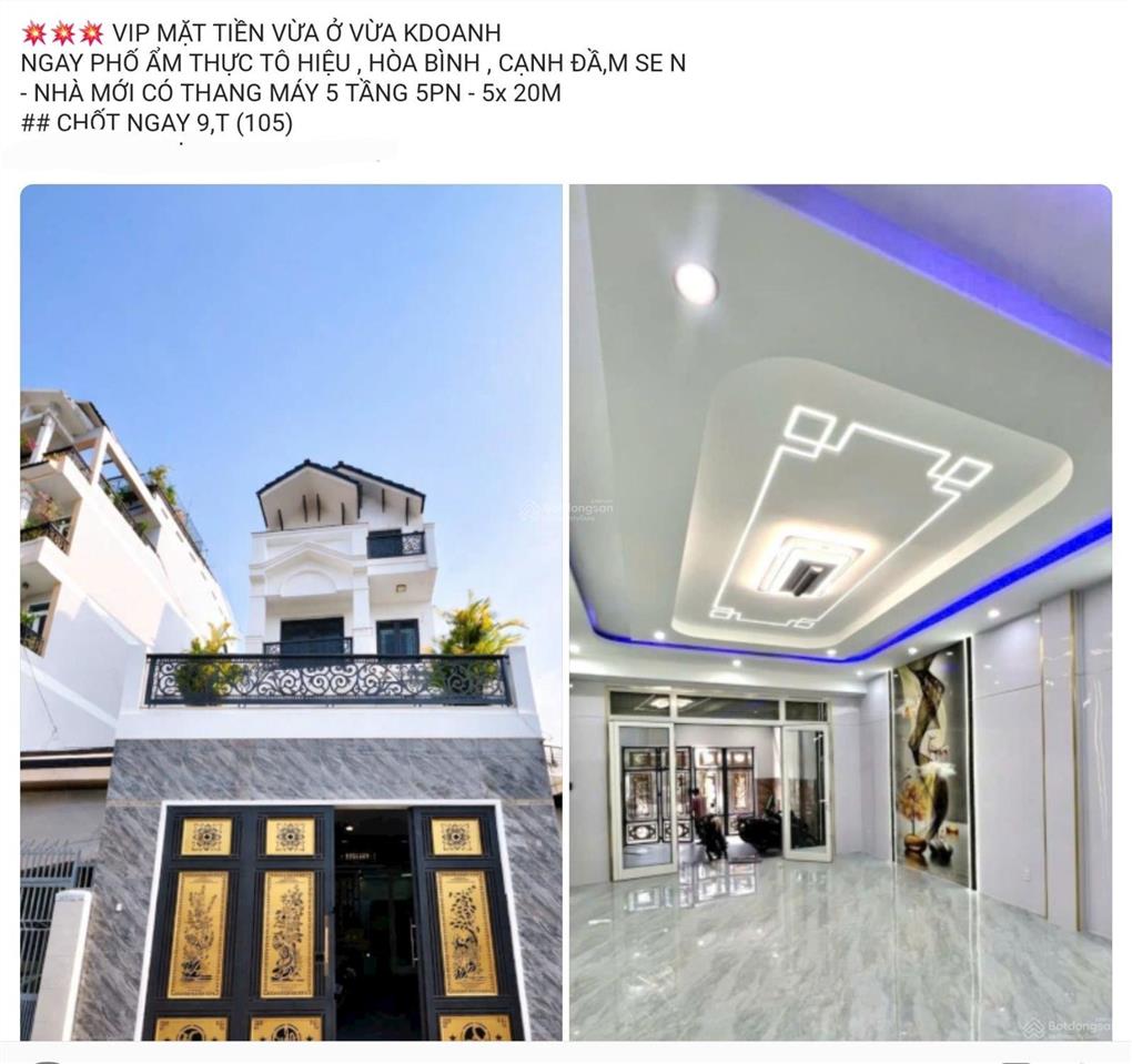 Vip mặt tiền vừa ở vừa kdoanh
ngay phố ẩm thực tô hiệu , hòa bình , cạnh đầ,m se n
 nhà mới