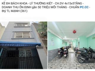 Kề đh bách khoa  lý thường kiệt  ch.dv 4x15x5tầng  doanh thu ổn định gần 50 triệu mỗi tháng  ch
