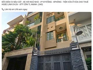 Đối diện cv bàu cát  xe hơi ngủ nhà  4*16*4tầng  8phòng  tiện vừa ở vừa cho thuê hoặc làm ch.dv