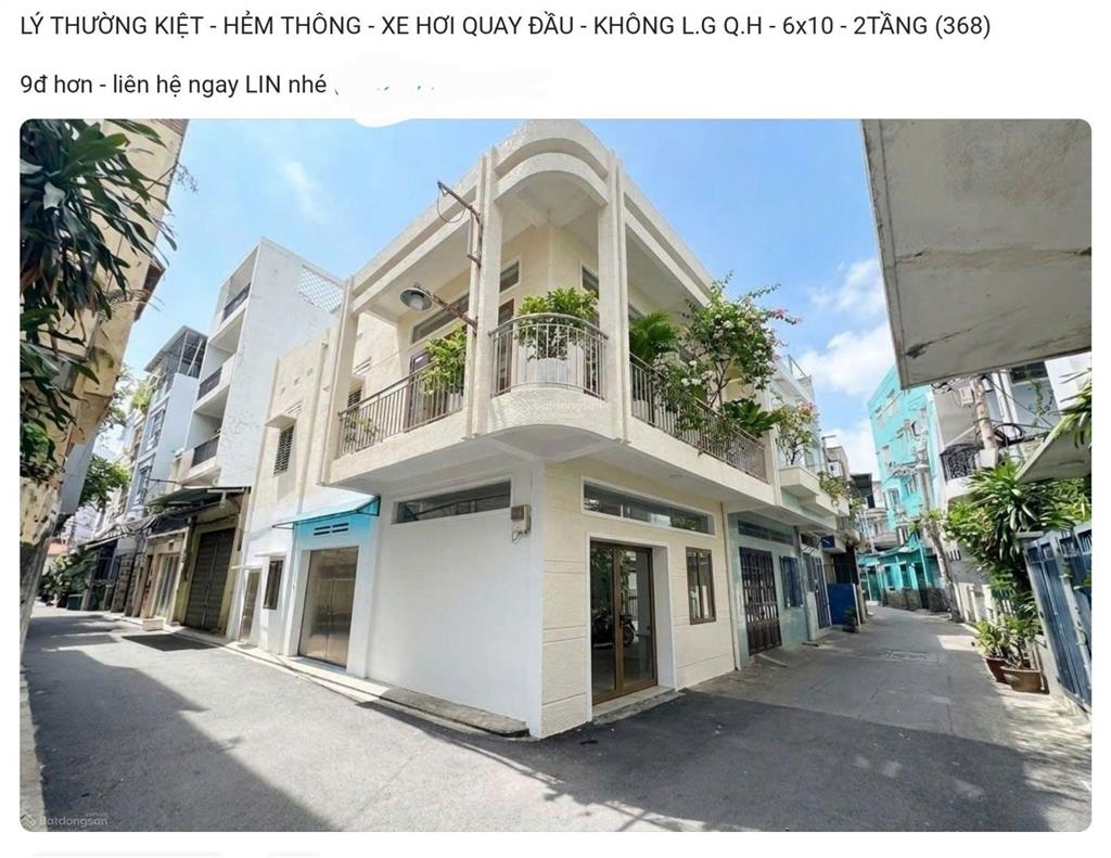 Lý thường kiệt  hẻm thông  xe hơi quay đầu  không l.g q.h  6x10  2tầng (368) 9đ hơn  