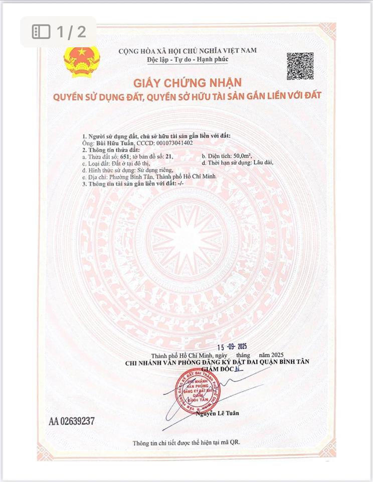 Chính chủ bán lô đất thổ cư 469 bình thành bình tân, ngang 5m sổ hồng riêng, đường nhựa 5m