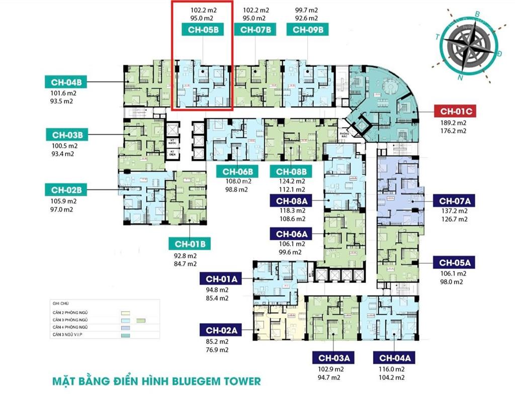 Bluegem ngã tư cầu tứ hiệp  trục 05b view sông  3pn 2vs  95m2, 6,8 tỷ