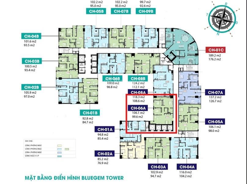 Bluegem tứ hiệp  căn 3pn 100m2 chỉ 6,3 tỷ  nhận nhà ngay, đã gồm vat + kpbt