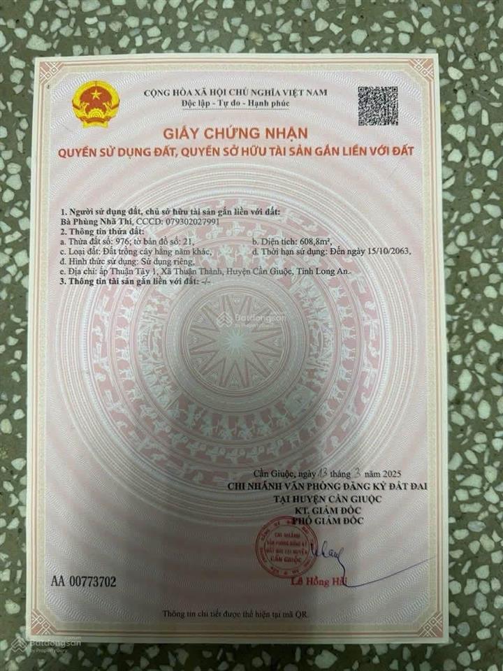 Bán đất vườn 600m2 giá 800tr xã mỹ lộc cần giuộc long an, shr đg xe hơi đất sạch không qui hoạch
