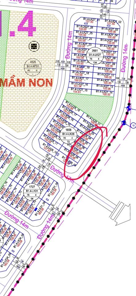 Bán lỗ đất lk b1.4 100m kdt thanh hà, không lỗi. giá 8,x tỷ 0836 588 ***