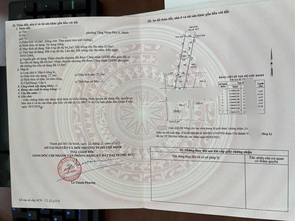 Bán đất 88m2 tăng nhơn phú a, tp thủ đức gần chợ, khu công nghệ cao, làng đại học sổ hồng riêng