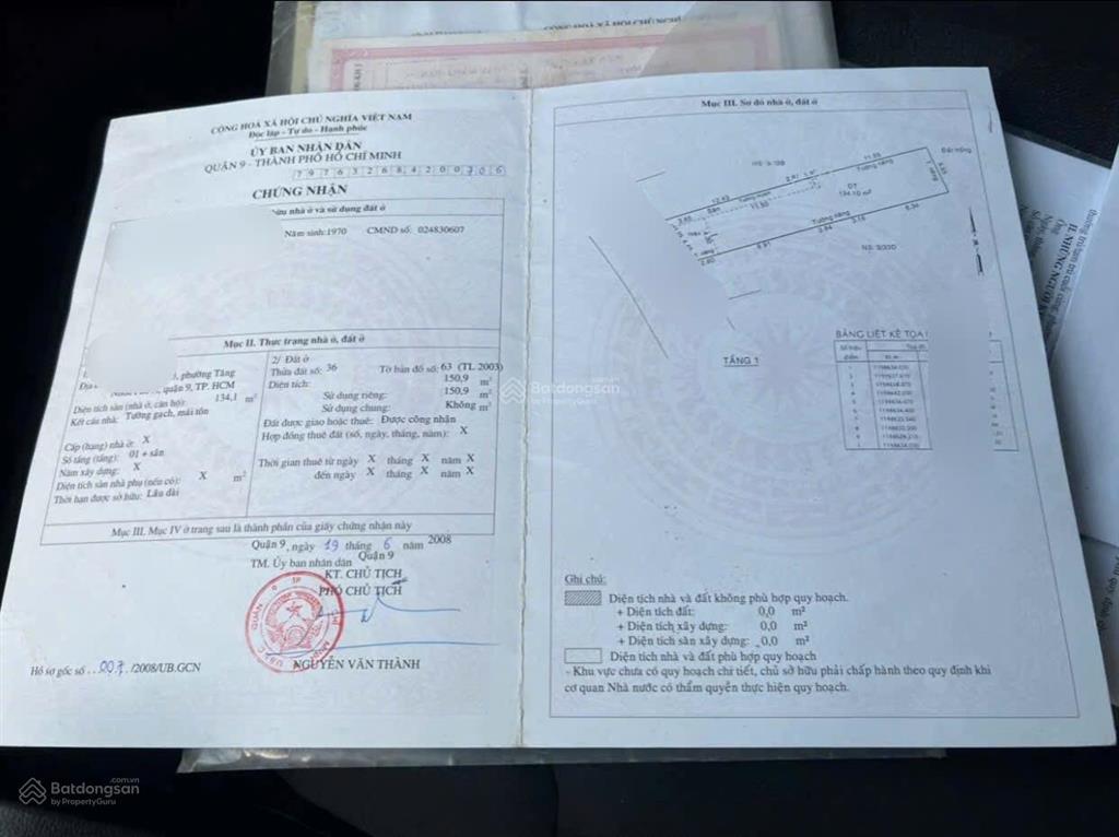 Bán đất tăng nhơn phú a tp thủ đức 150,9m2 sổ hồng riêng gần khu công nghệ cao chỉ 9,3 tỷ