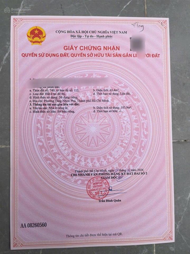Chính chủ bán nhà 4 tầng hẻm xe hơi đình phong phú, quận 9 cũ  4pn, 184m² chỉ 8,6 tỷ  vào ở ngay!