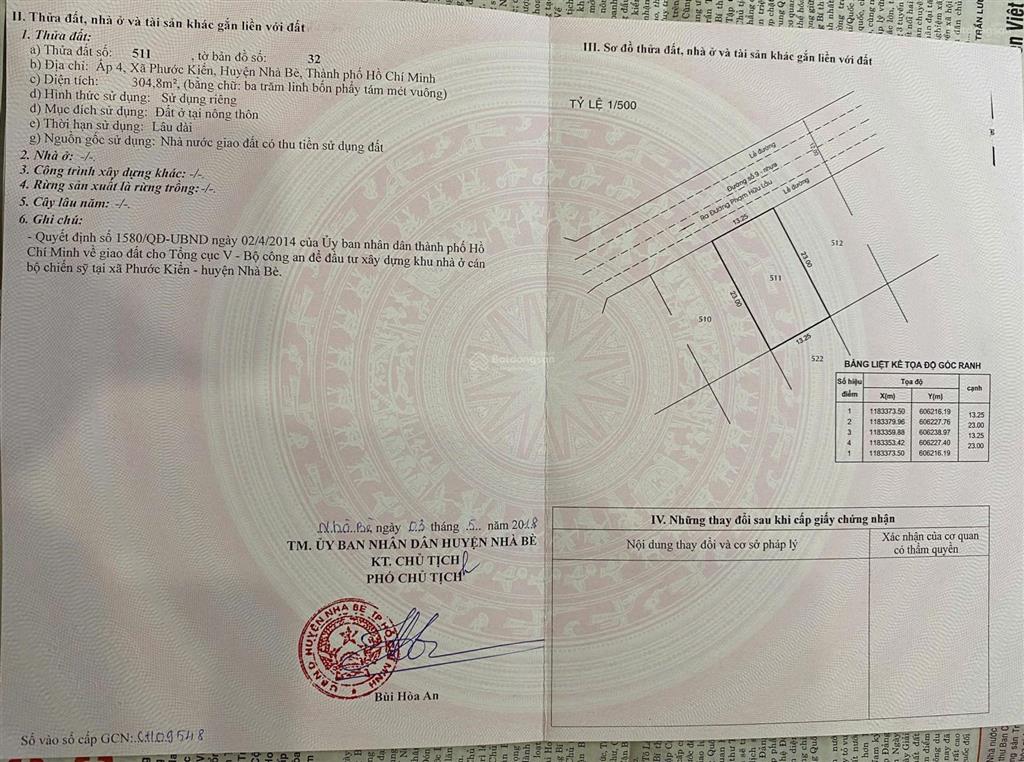 69 triệu/m2. lô đất có giá tốt kdc bộ công an, phạm hữu lầu. diện tích 319m2.  0986 766 ***