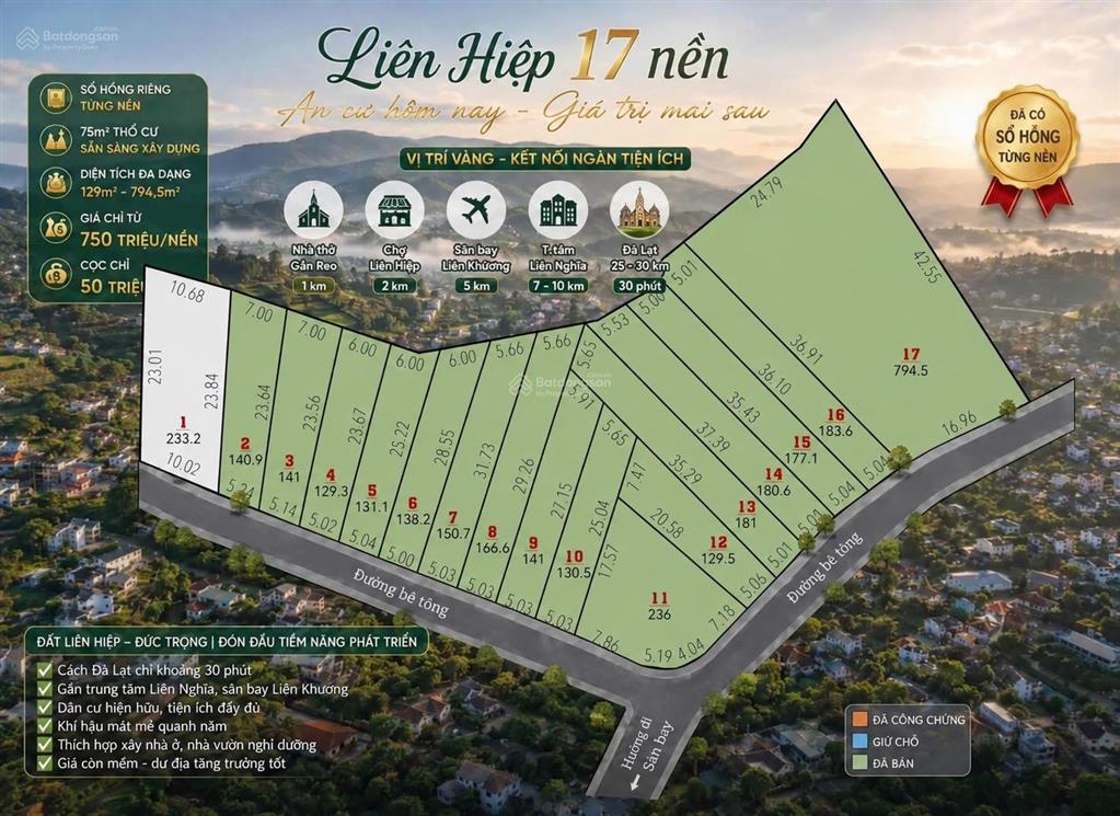 Giá hời, sở hữu ngay lô đất view núi, ruộng cách sân bay liên khương 7km
