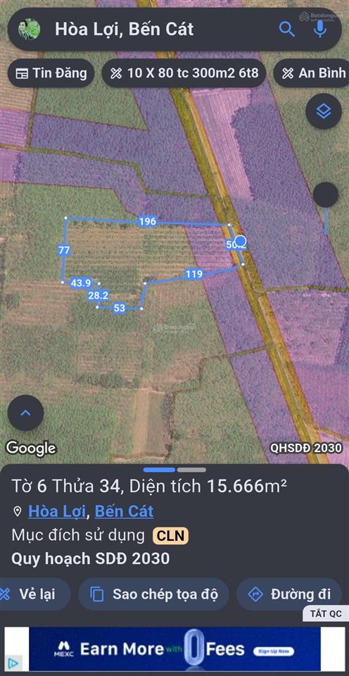 Bán đất dân tọa lạc phường hòa lợi, giá chỉ 2,2 triệu/m2, 15632m2