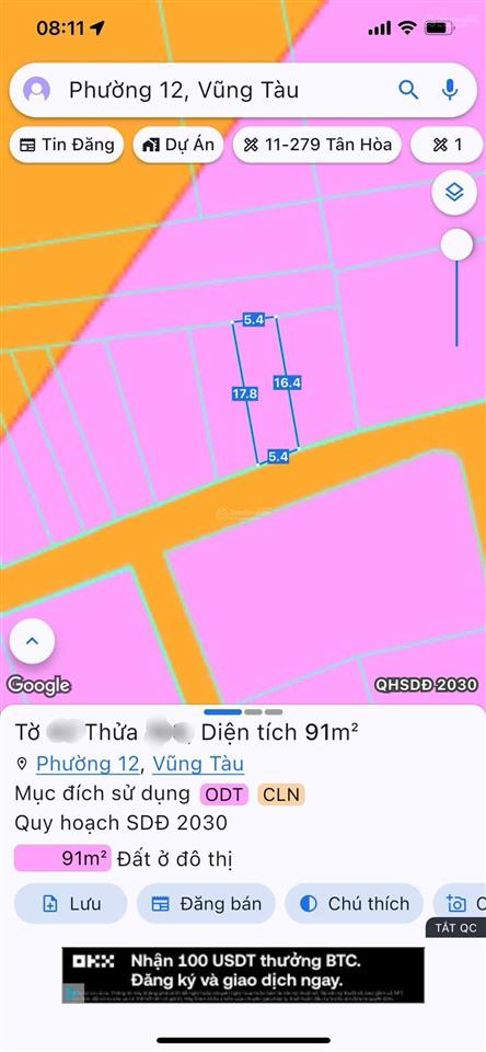 Bán đất p.12 vũng tàu, 91m2, có thu nhập sẵn, gần biển