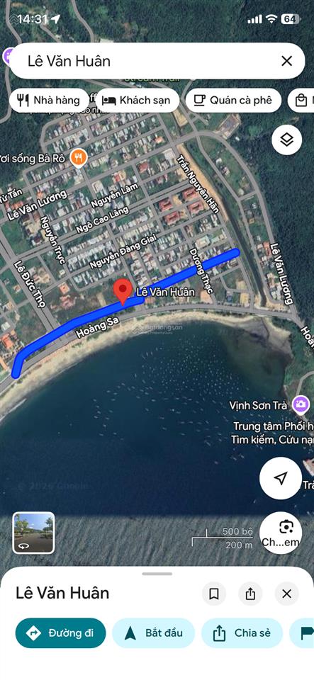 Bán đất 2 mặt tiền trước sau đường lê văn huân sát biển