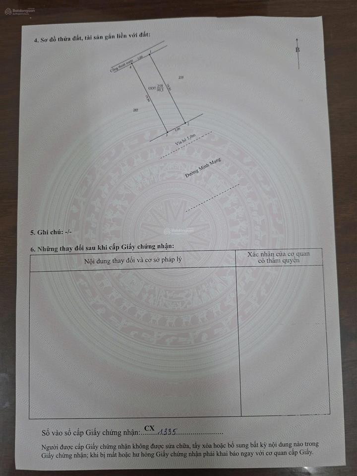 Bán đất mặt tiền đường minh mạng trục thông biển