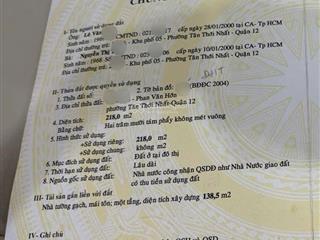 Nhà q12 phan văn hớn ngay siêu thị coop mart vô 500m giá bán gấp 895 triệu ( bớt lộc )