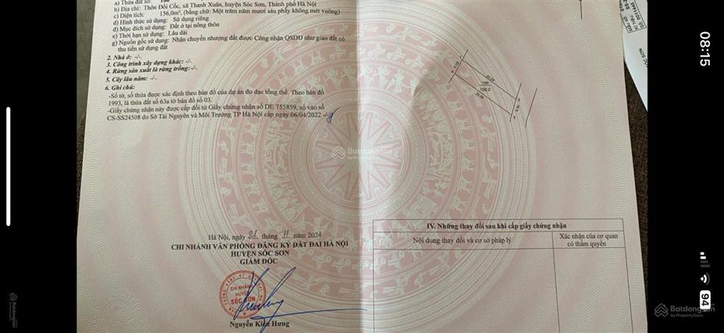 Cc cần bán 156m2 thôn đồi cốc xã thanh xuân, sóc sơn, hn. ô tô tránh kinh doanh cực tốt