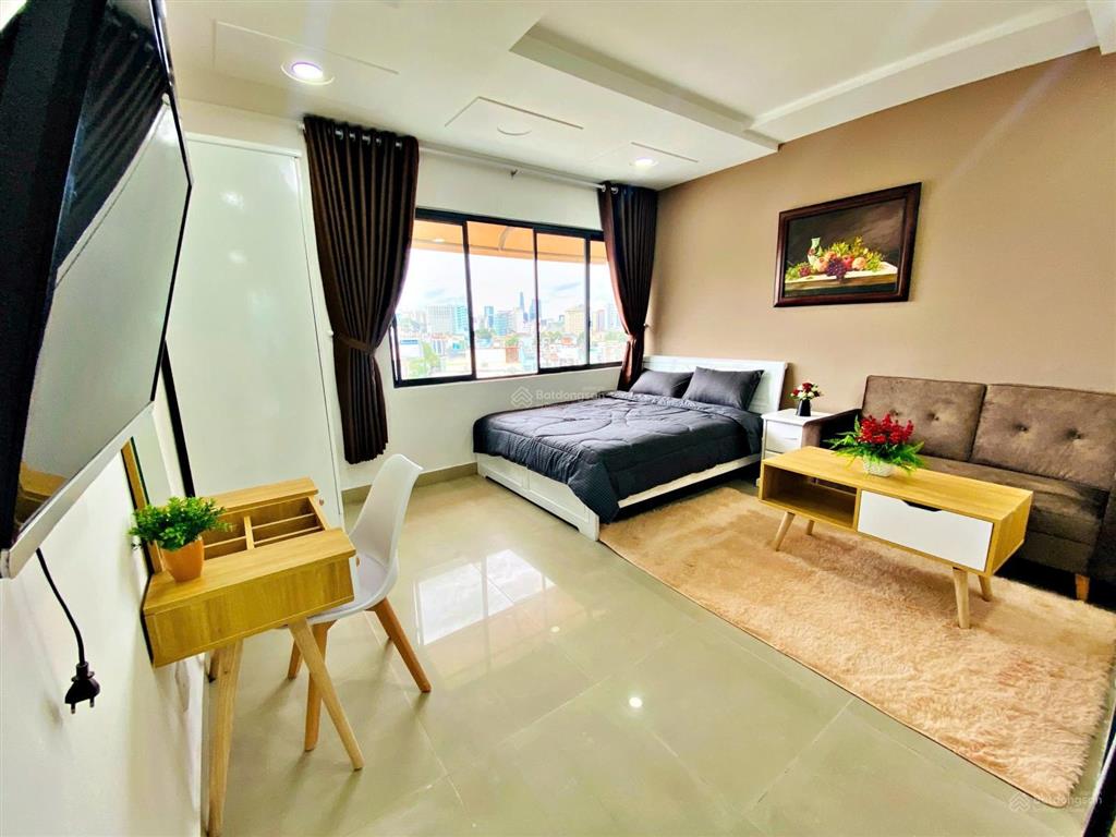 Cho thuê 1pn + studio tách bếp full tiện nghi ngay cầu lê văn sỹ. giảm 500k/th