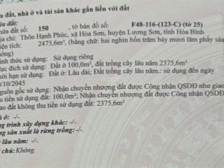 Chính chủ bán đất đường nguyễn văn linh, lương sơn, hòa bình.