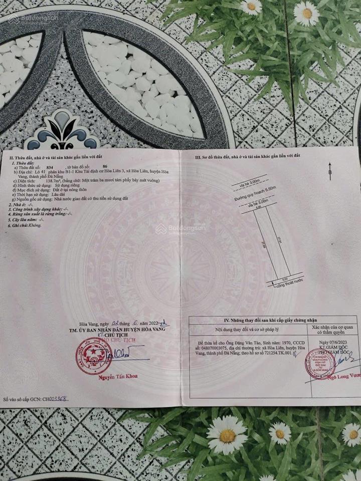 Bán đất tdc hoà liên 3 diện tích lớn