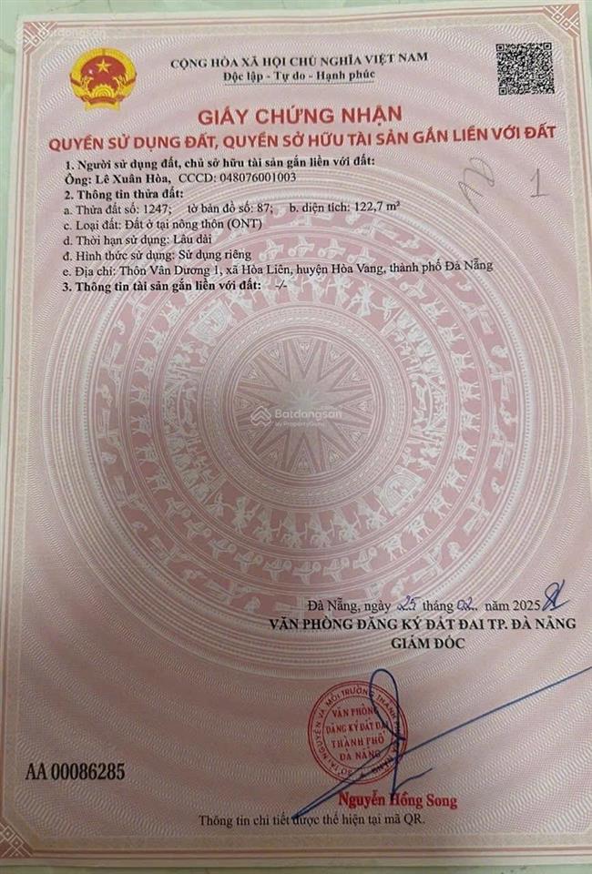 Cần bán đất kiệt, tổ dân phố vân dương 1, phường liên chiểu, tp đà nẵng