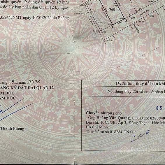 Đất bán. shr. 1/ đường tô ngọc vân. q.12 giá 3,5 tỷ