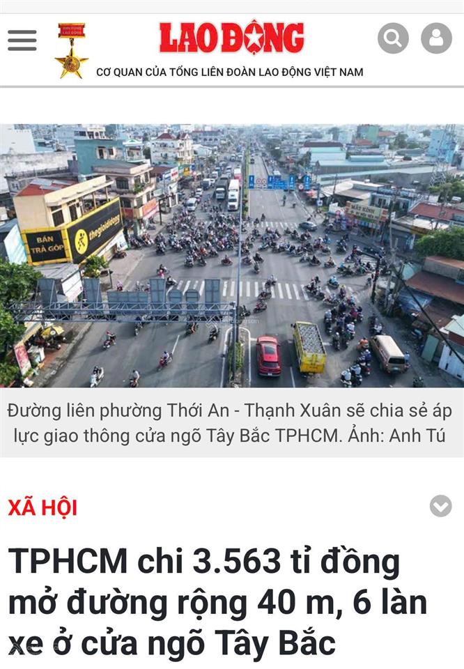 Đất mặt tiền vòng cung tây bắc. hà huy giáp tới lê văn khương