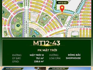 Bán căn liền kề 75 m2 mặt sông, view công viên 2 mặt tiền siêu thoáng, giá mua áp voucher