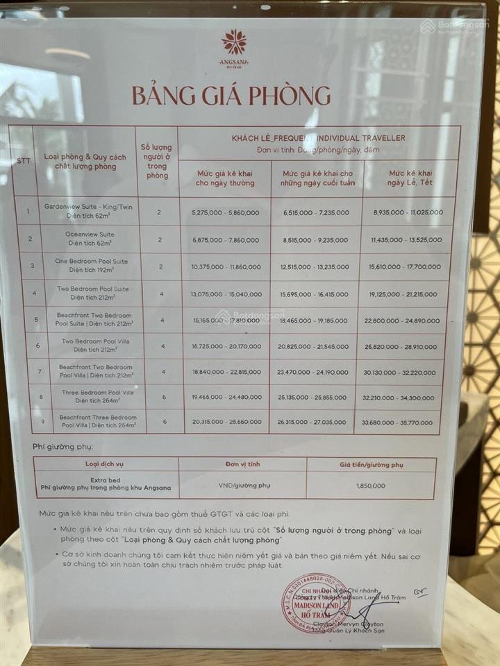 Chính chủ bán villa vip nhất dự án angsana residences hồ tràm  đã đi vào vận hành