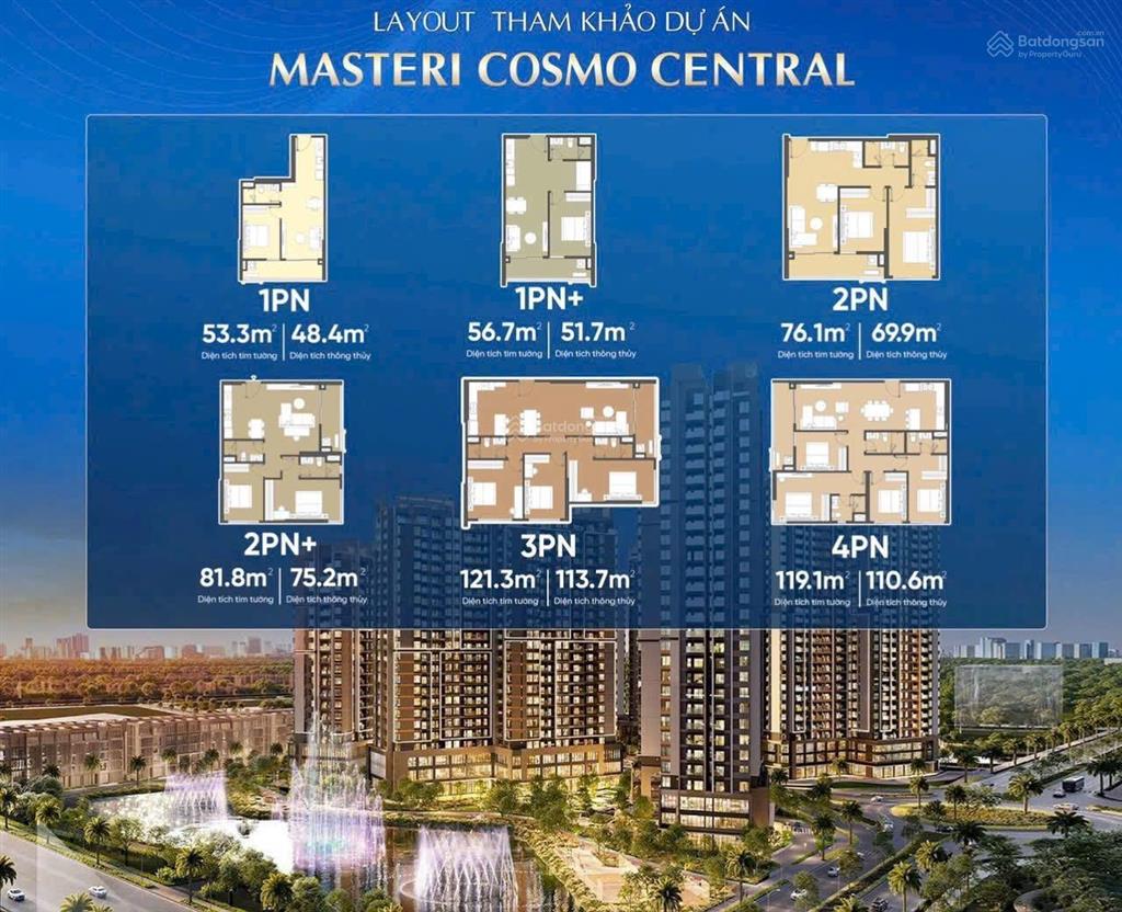 Bán 2pn 2wc 74,7 m2 9,9 tỷ tại masteri cosmo central global city q2  0938 355 ***