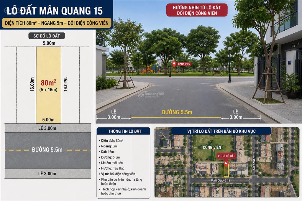 Chào bán lô đất mt mân quang 15 dt 80m ngang 5m đối diện công viên sơn trà đá nẵng