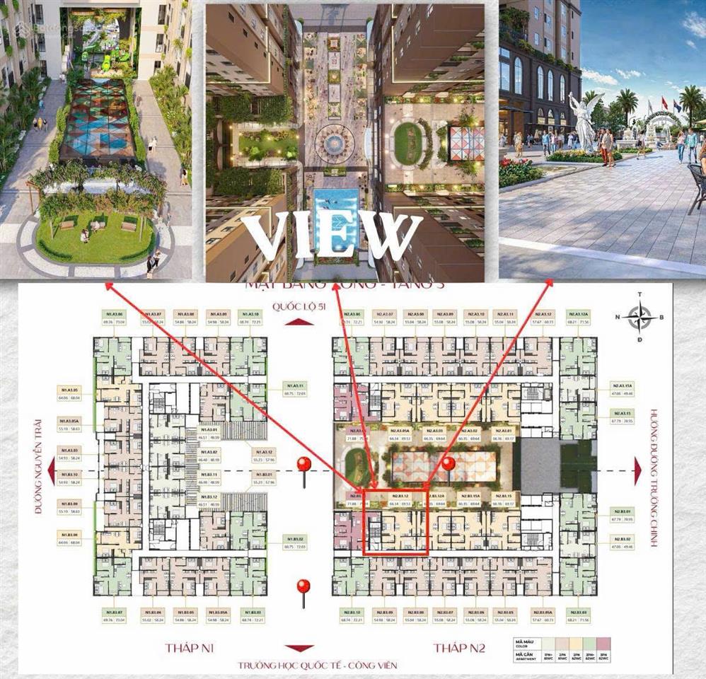 Bán căn 1pn maison grand 49m2  view nội khu thoáng mát, đã thanh toán 70%, chỉ 1,82 tỷ