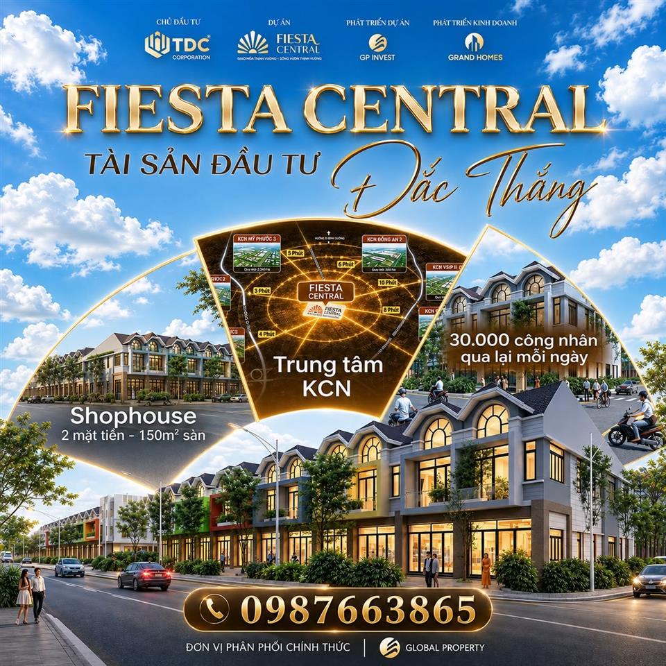 NHÀ PHỐ 2 MẶT TIỀN FIESTA CENTRAL BÌNG DƯƠNG TÀI SẢN ĐẦU TƯ ĐẮC THẮNG LH 0987663865