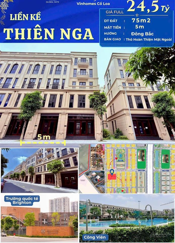 Chuyển nhượng căn liền kề 75m2 vinhomes cổ loa  thiên nga