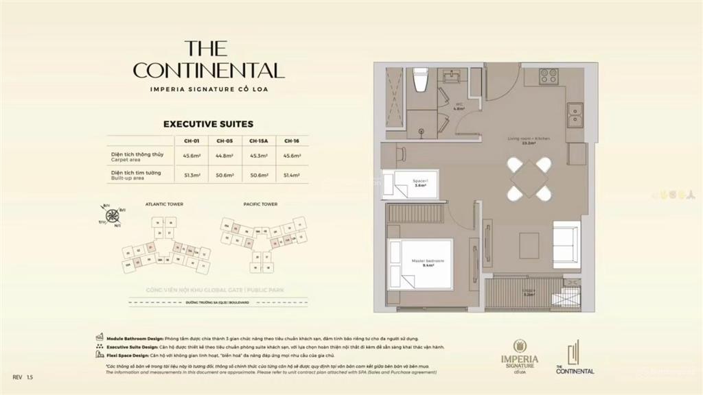 Chuyển nhượng căn hộ 1pn+ tòa y4 the continental  vinhomes cổ loa, view bể bơi, giá td 4,784 tỷ
