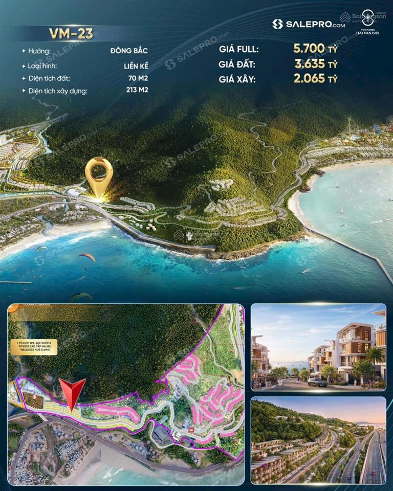 Phân khu vịnh mây [vm23] | vinhomes hải vân bay giá full 5,346 tỷ diện tích 70m2