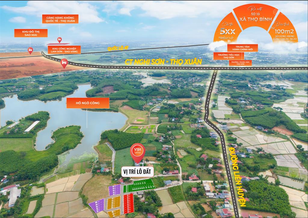 Bán đất sát kcn lam sơn  sao vàng tại triệu sơn, thanh hóa 530 triệu, 100m²