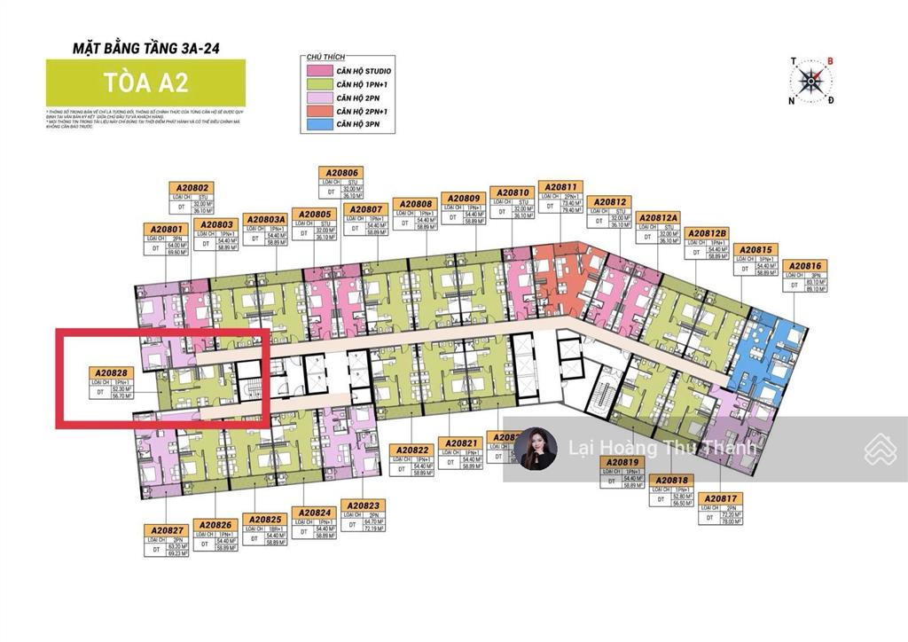 Khách bán gấp căn 1pn + 52,5m2 cora hướng nam 2,4 tỷ kí cđt vốn 500 triệu, 24m 0% ls