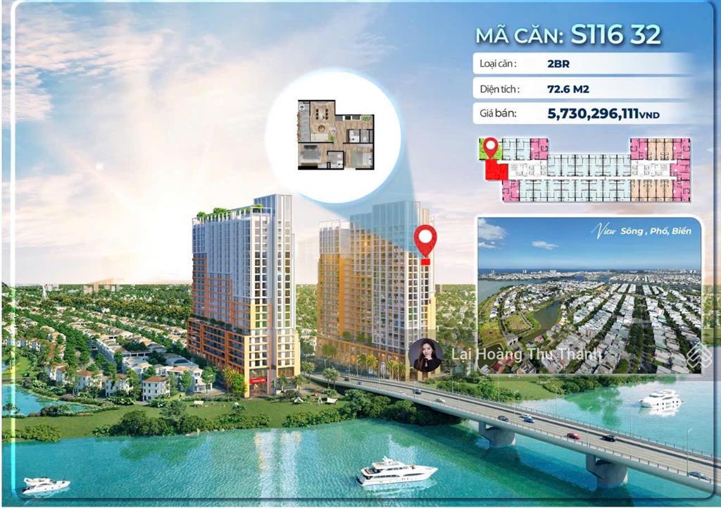 Hàng hiếm căn 2pn trực diện sông spana tower đầy đủ ck giá chỉ 65tr/m2 thích hợp đầu tư