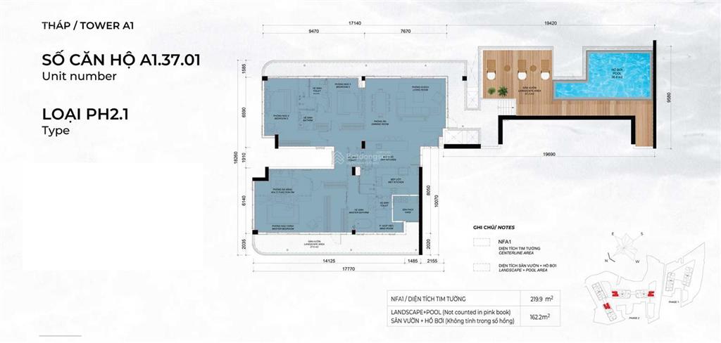 Chính chủ gửi bán siêu phẩm penthouse a1.37.01 eaton park, giá bán 86 tỷ