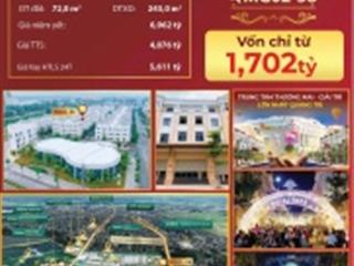 Bán căn shophouse nhà phố giữa trung thành phố dt 75m2 mt 6m , trục đường lớn phố đi bộ giá rẻ