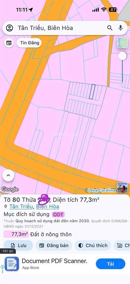 Bán đất gần nhà thờ tân triều, giá f0 chỉ 970tr/1lo 4,1x19,5m, sổ riêng full thổ cư
