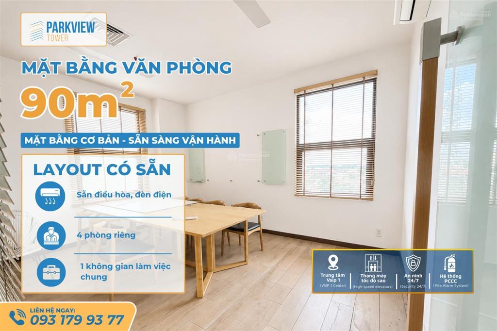 Mặt bằng văn phòng 90m²  free phí quản lý lên đến 9 tháng  kcn vsip 1